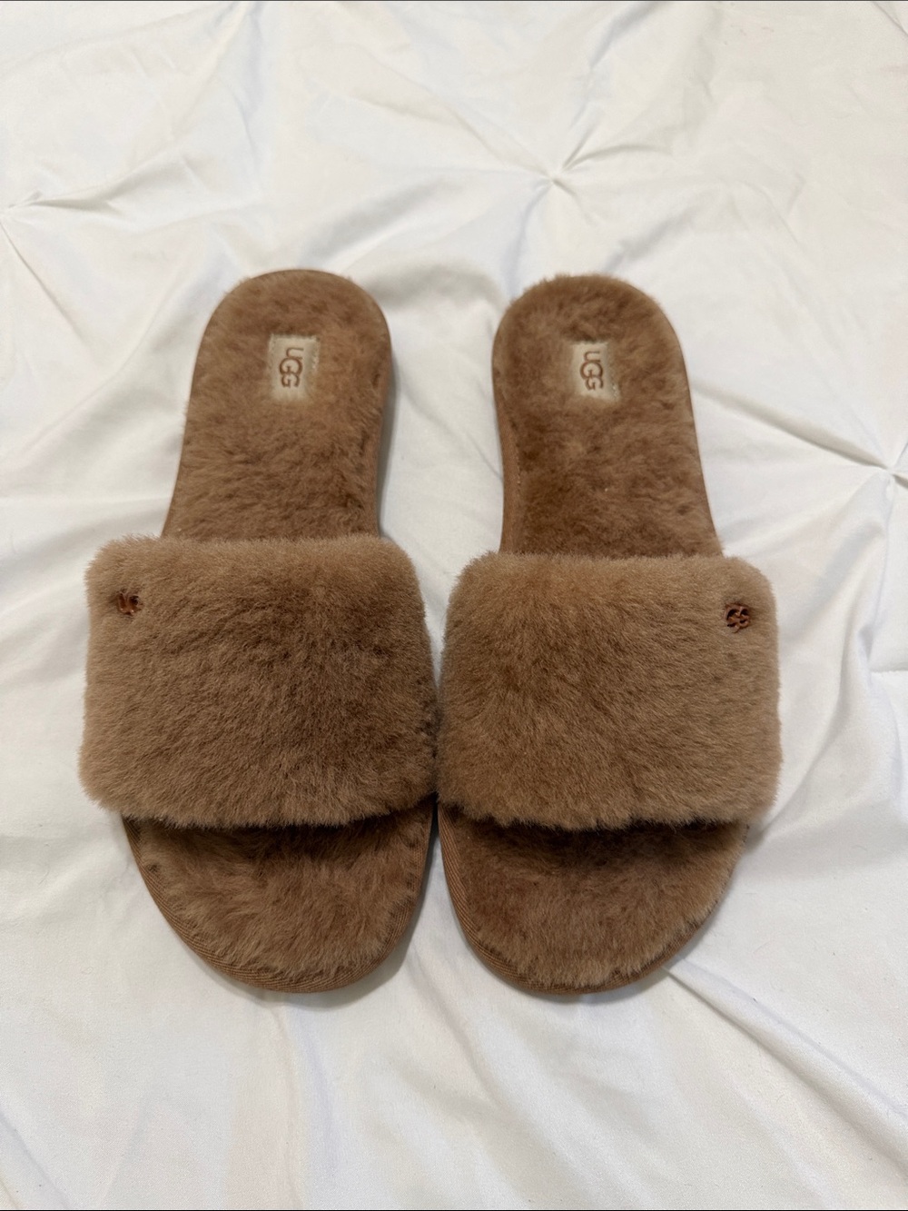 UGG Fuzz Slide Slippers in Chestnut